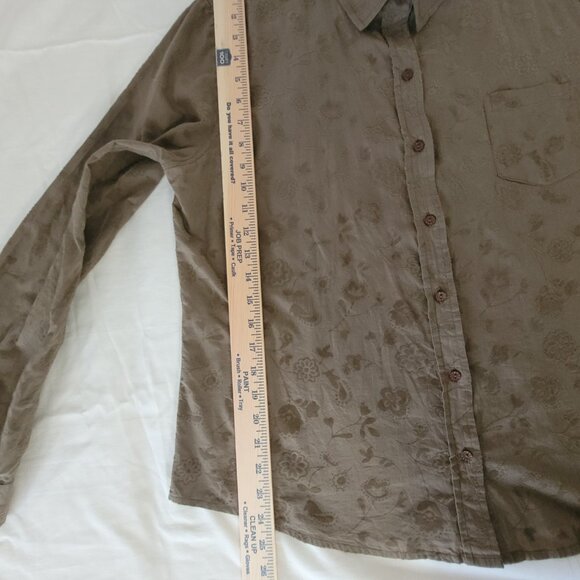 Territory Ahead Floral Brown Long Sleeve Shirt Flocked  Designs Size XL - Picture 8 of 14